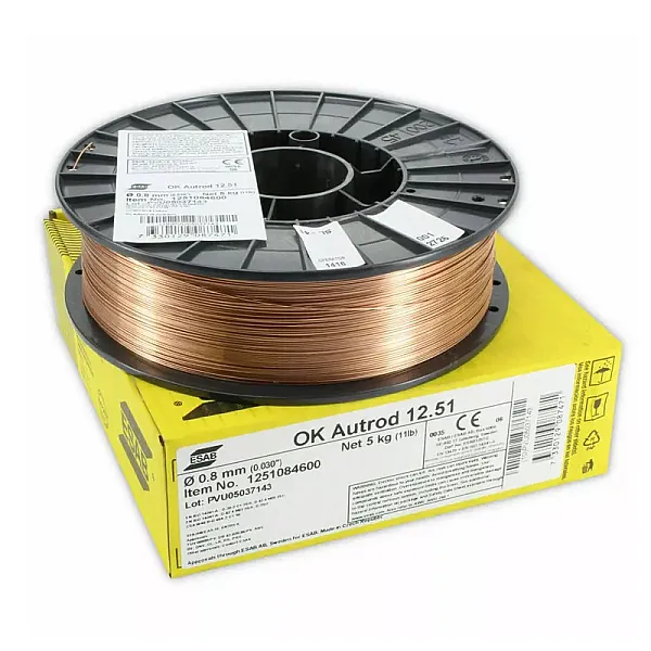 Esab σύρμα για σίδερο OK AutrdRod 12.51 0.8mm - A5.18 ER70S-6 (Βάρος κουλούρας 5kg)